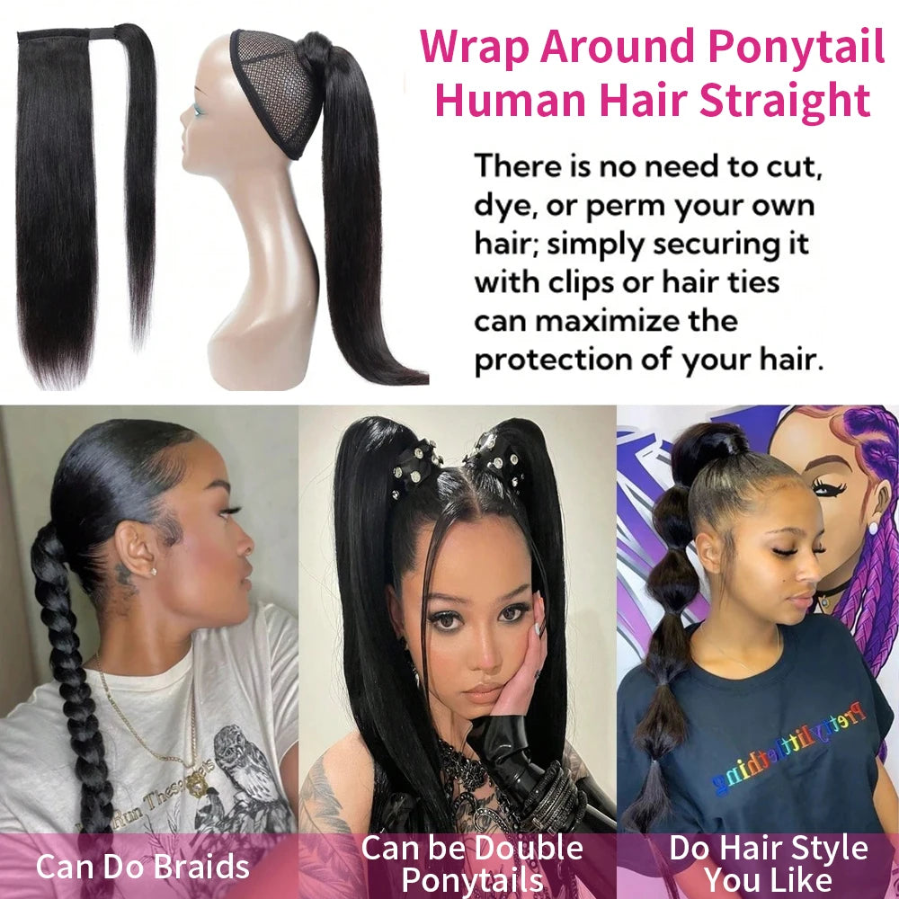 Extension Ponytail lisse en cheveux humains