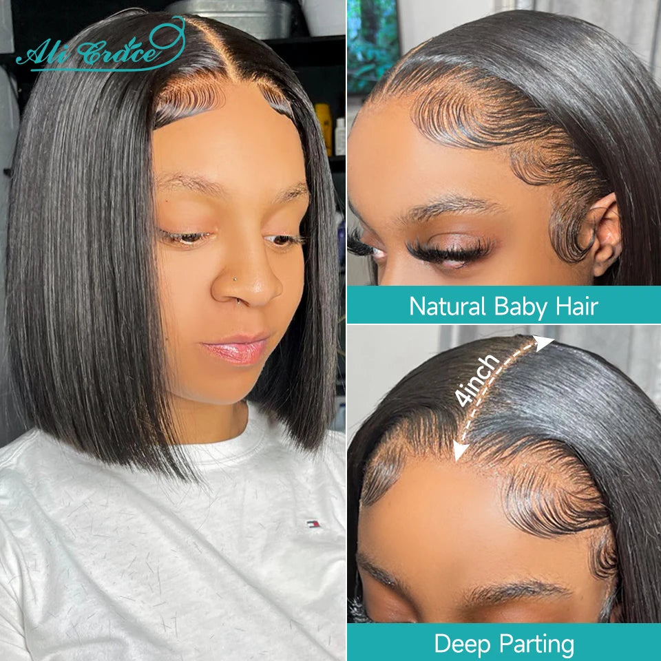 Perruque Bob Lisse Brésilienne ,100 % Cheveux Humains