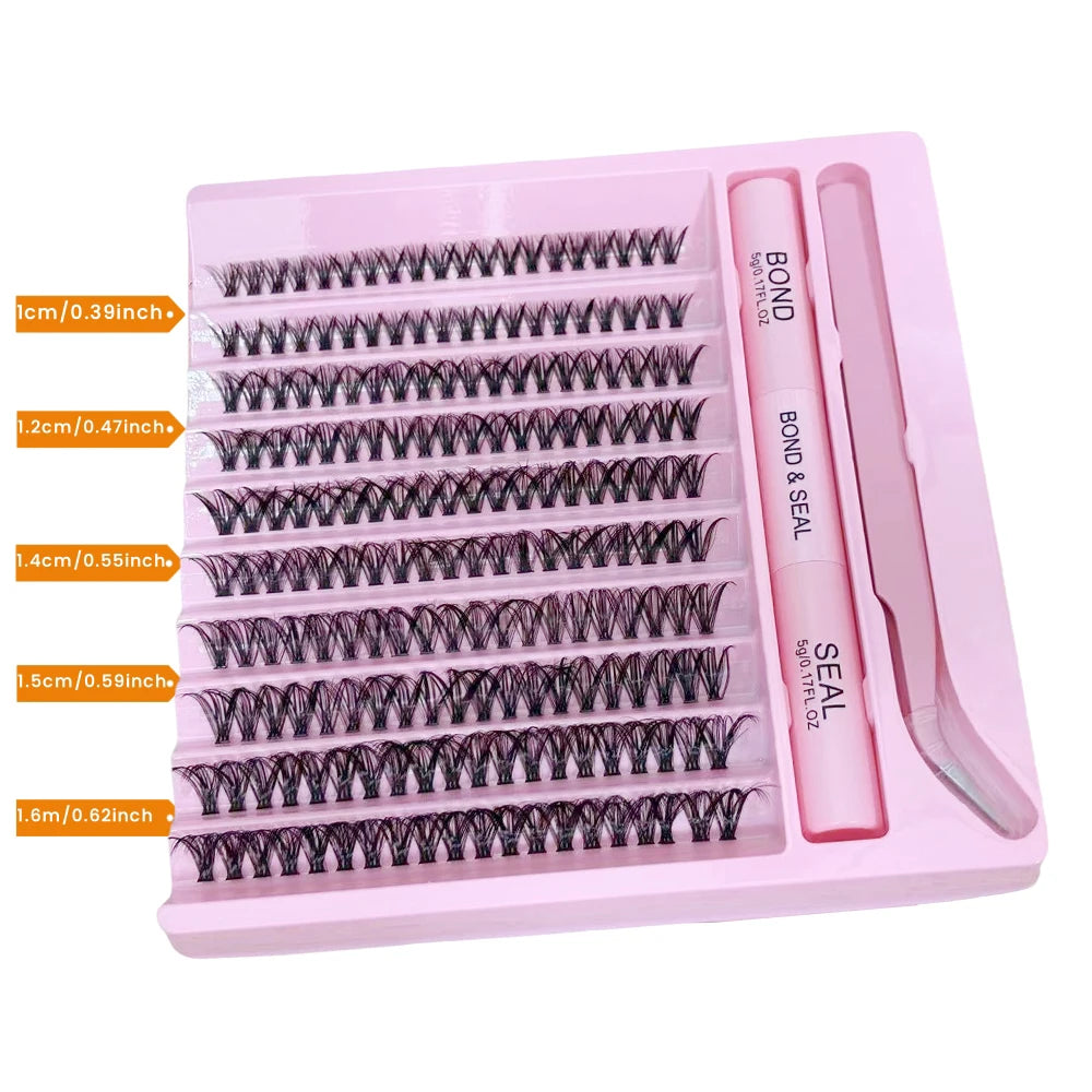 Pack of 200 individual false eyelashes – natural Russian volume effect – silky fibers 10 to 16 mm