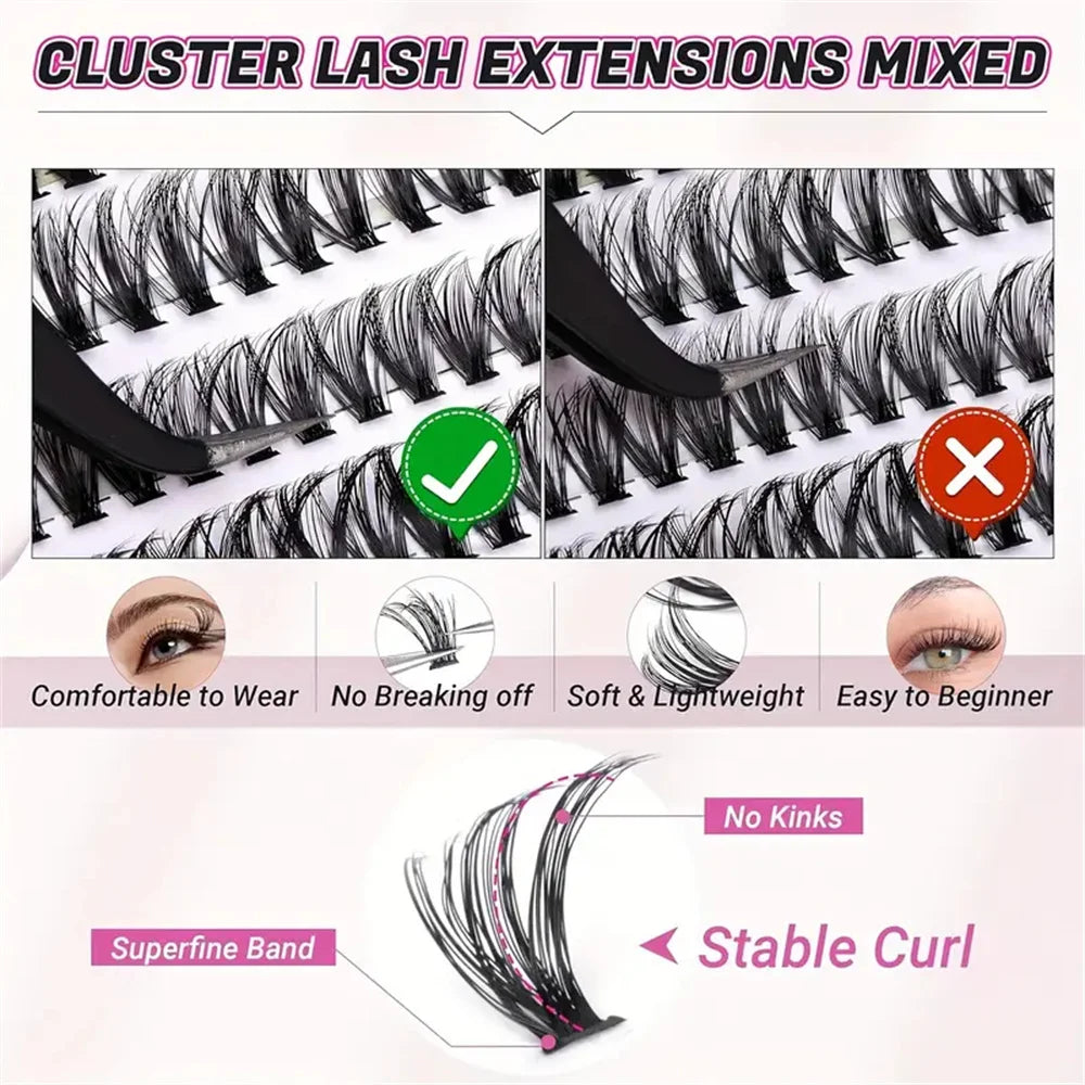 Pack of 200 individual false eyelashes – natural Russian volume effect – silky fibers 10 to 16 mm