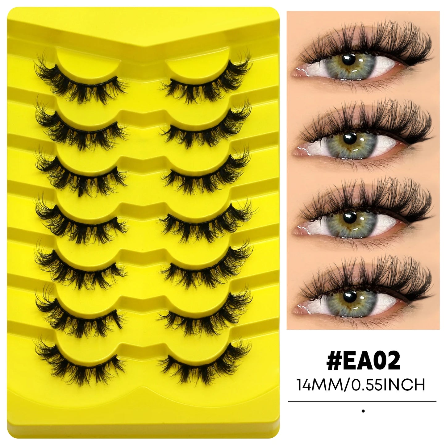 3D Cat Eye False Eyelashes – Natural Volume and Length Effect | Dramatic Fluffy Full Volume Reusable Lashes