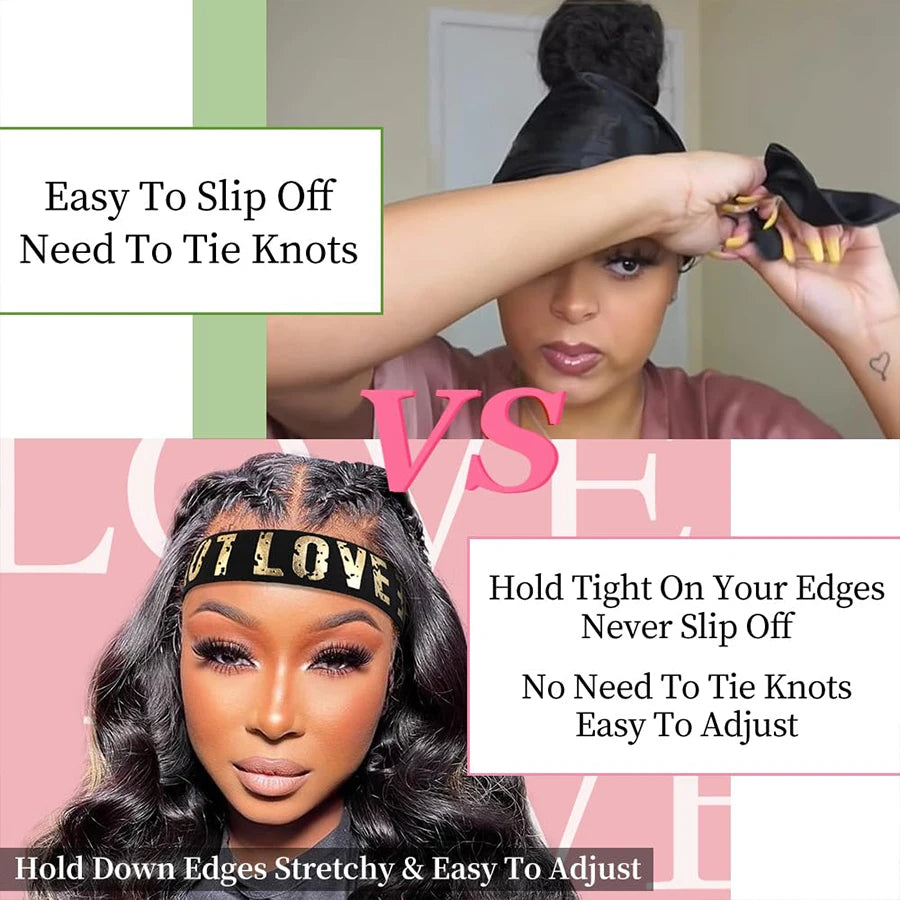 Lot de 3 bandeaux élastiques “Edge Melt” – serre-bords ajustables pour lace wigs & baby hairs LACE ADDICT