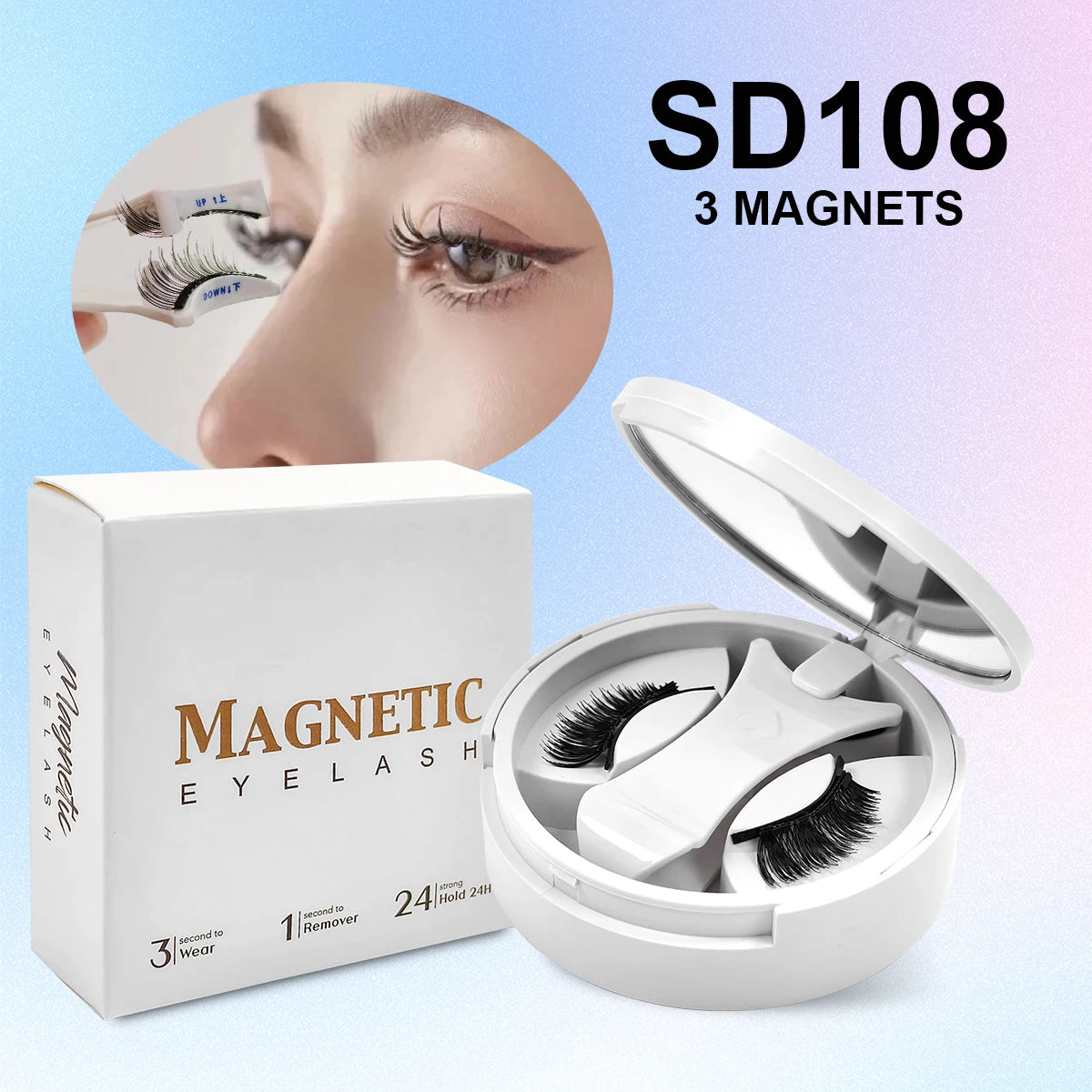 Magnetic False Eyelash Kit – Glue-Free, Reusable with Built-in Mirror | Yeirnuo Luxury Box