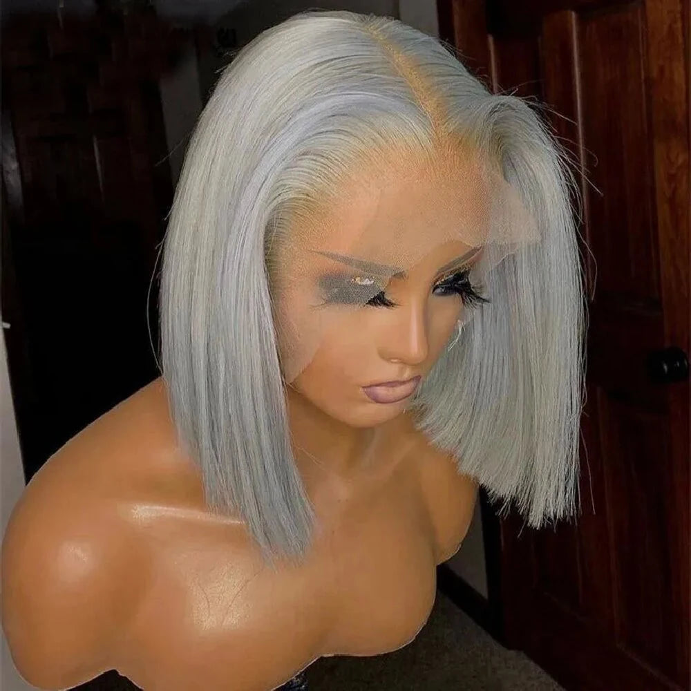 Perruque grise ,100 % Cheveux humain ￼