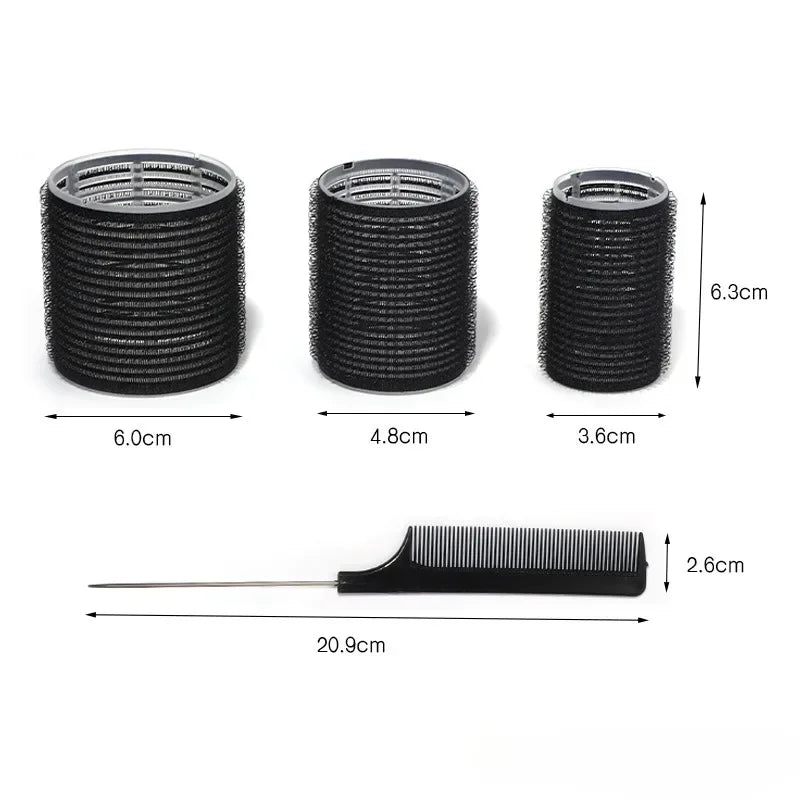 Set of 28 Self-Adhesive Hair Rollers + 10 Clips – 3 Sizes for Volume &amp; Natural Curls – Heatless Styling