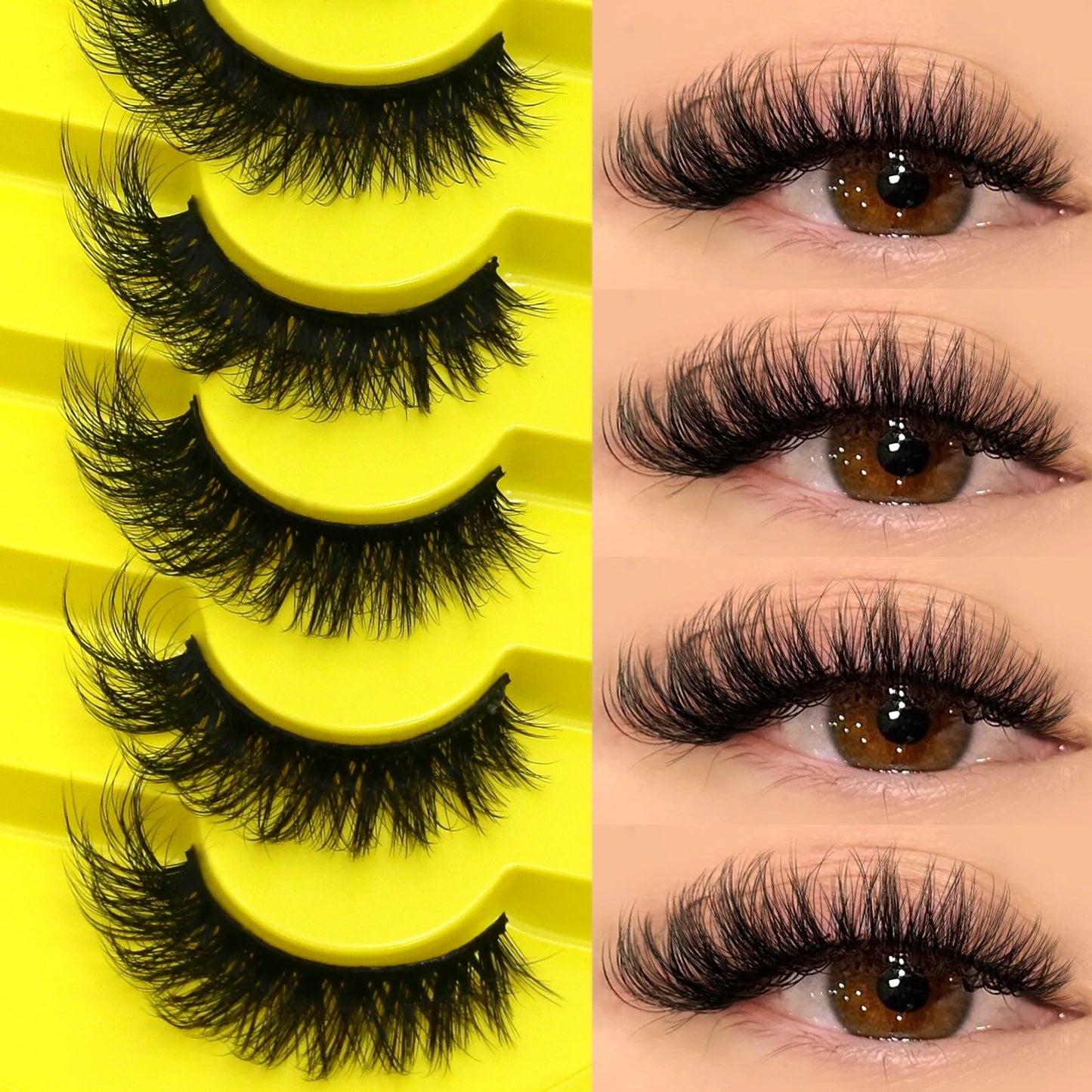 3D Cat Eye False Eyelashes – Natural Volume and Length Effect | Dramatic Fluffy Full Volume Reusable Lashes
