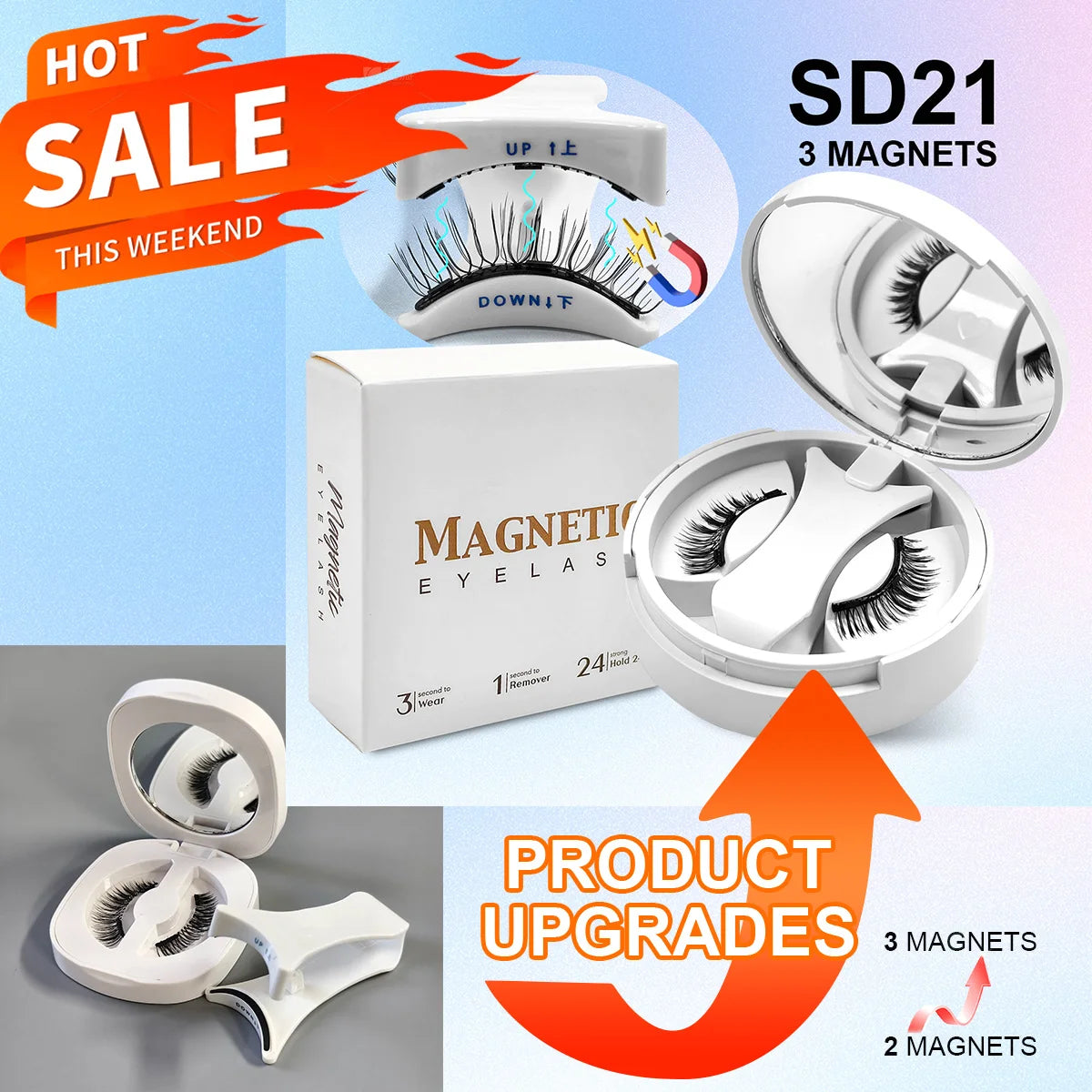 Magnetic False Eyelash Kit – Glue-Free, Reusable with Built-in Mirror | Yeirnuo Luxury Box