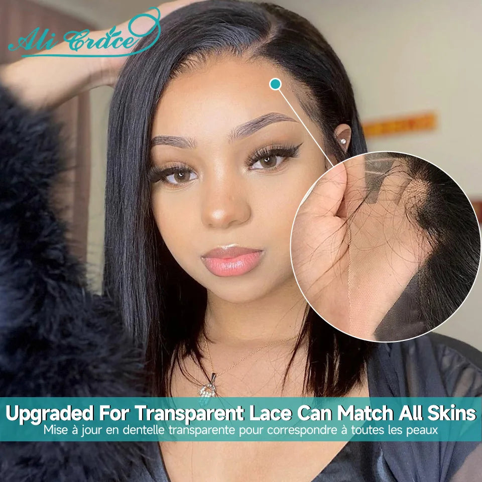 Brazilian Straight Bob Wig 100% Human Hair – 13x4/4x4 Lace Front – Pre-Plucked &amp; Natural – Ali Grace Collection