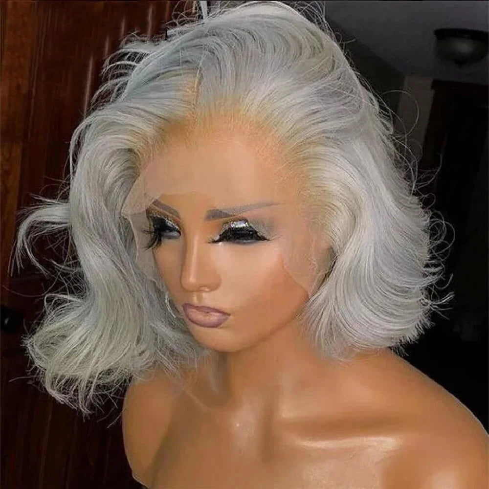 Perruque grise ,100 % Cheveux humain ￼