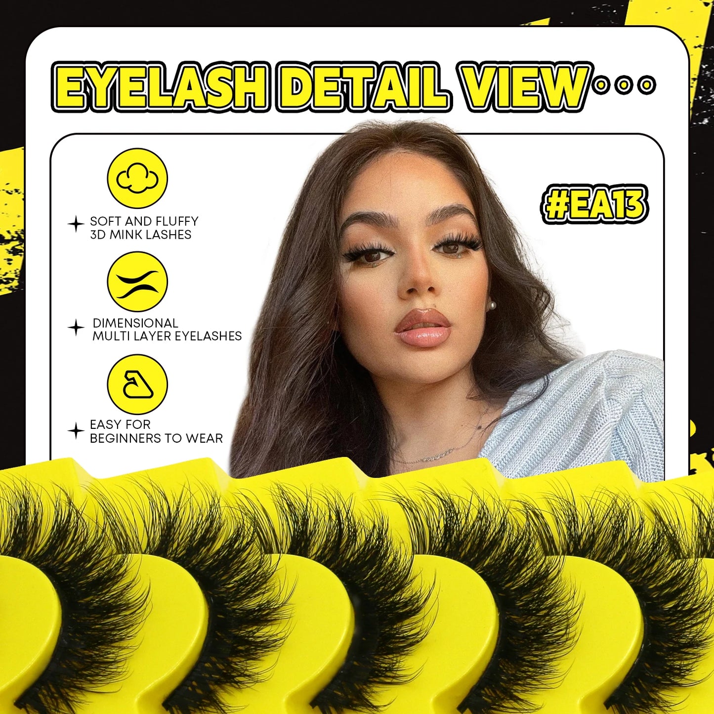 3D Cat Eye False Eyelashes – Natural Volume and Length Effect | Dramatic Fluffy Full Volume Reusable Lashes