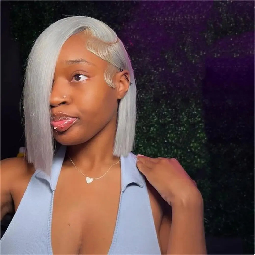 Perruque grise ,100 % Cheveux humain ￼