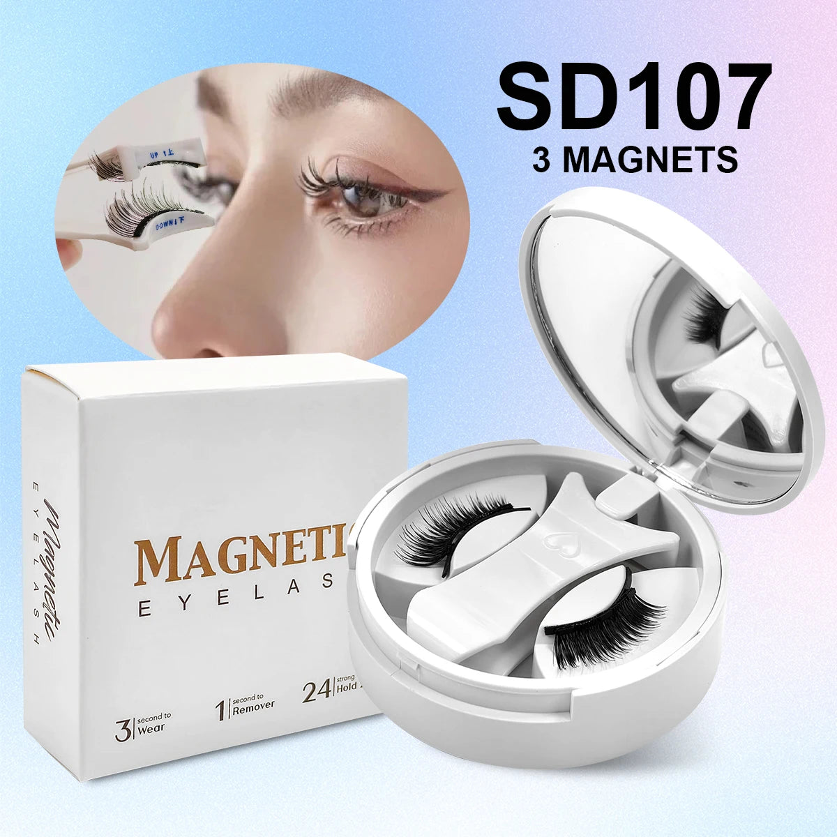 Magnetic False Eyelash Kit – Glue-Free, Reusable with Built-in Mirror | Yeirnuo Luxury Box