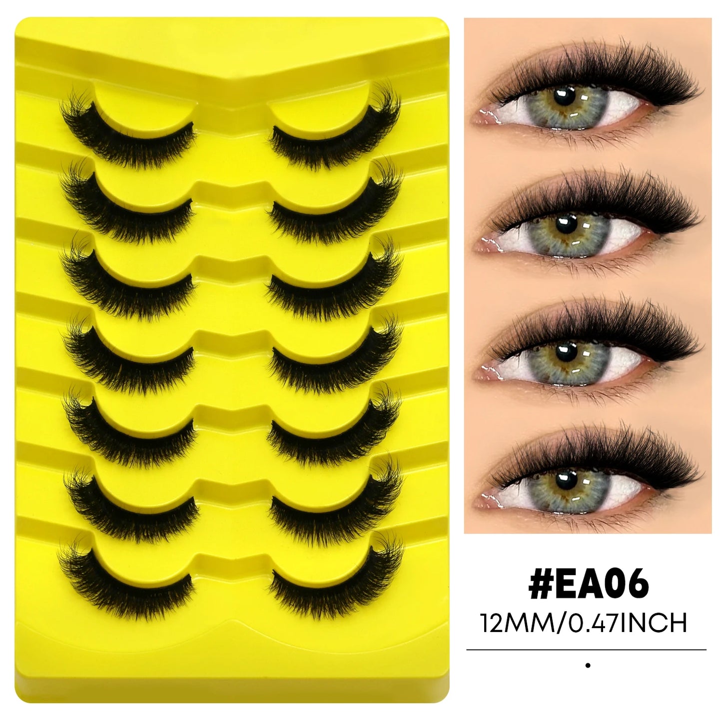 3D Cat Eye False Eyelashes – Natural Volume and Length Effect | Dramatic Fluffy Full Volume Reusable Lashes