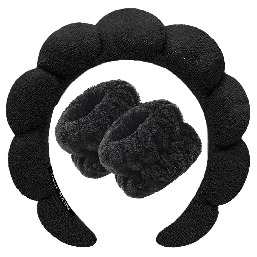 Lot de 3 Bandeaux Doux & Bracelet Lavage du Visage & Maquillage