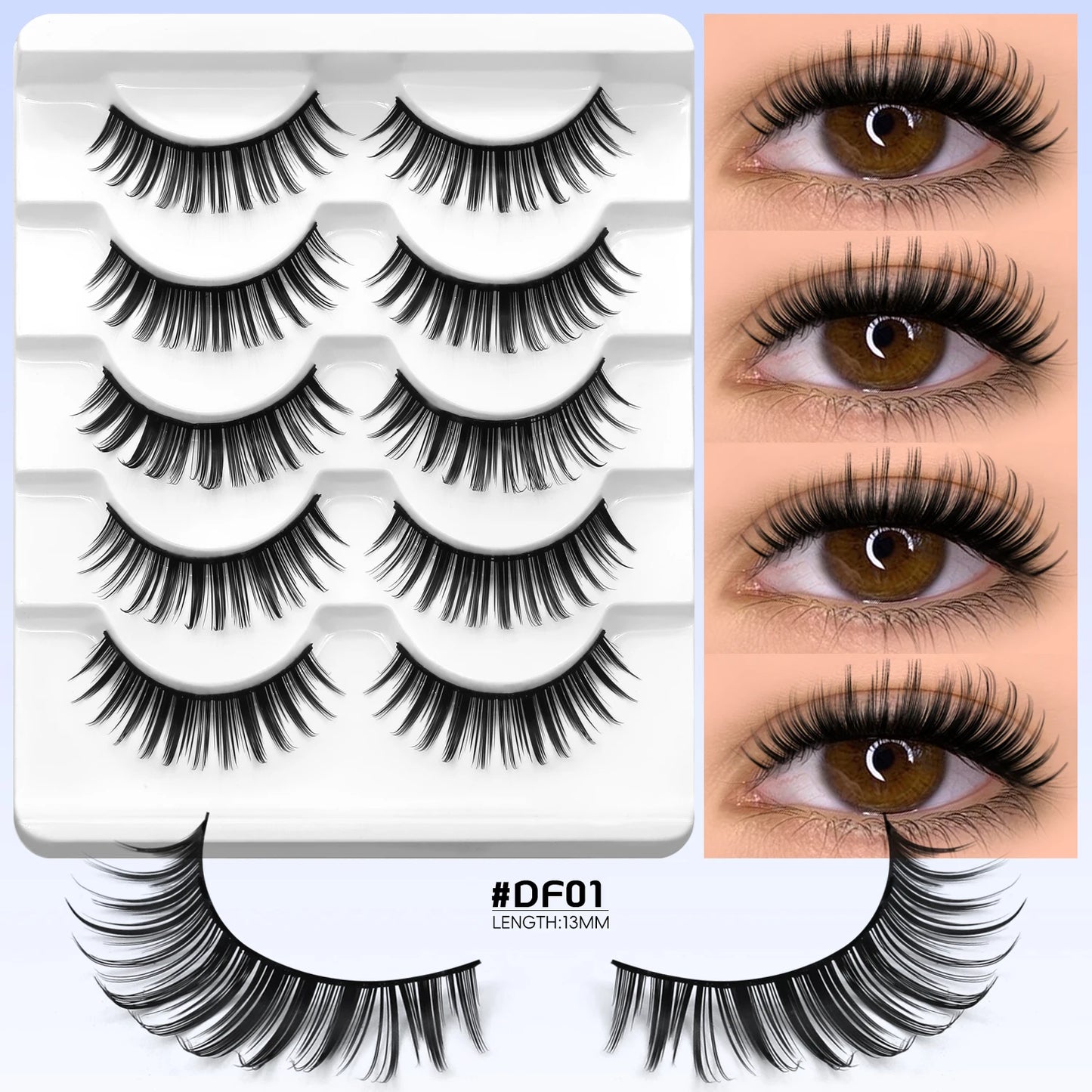 3D Cat Eye False Eyelashes – Natural Volume and Length Effect | Dramatic Fluffy Full Volume Reusable Lashes