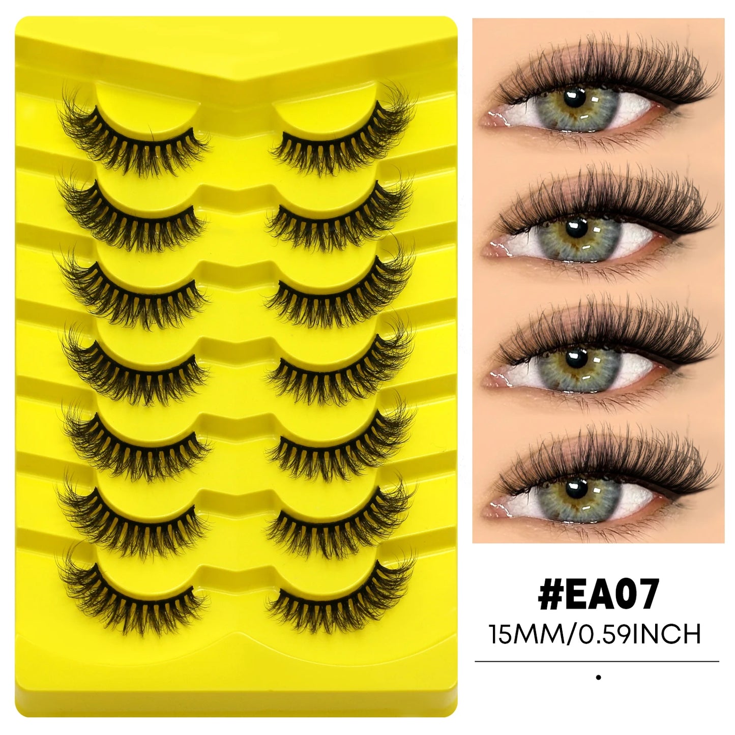 3D Cat Eye False Eyelashes – Natural Volume and Length Effect | Dramatic Fluffy Full Volume Reusable Lashes