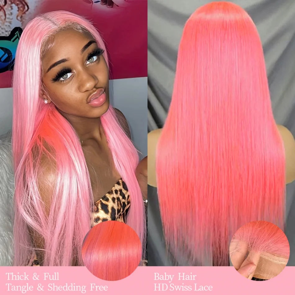 Perruque Rose HD Lace ,100 % Cheveux humain