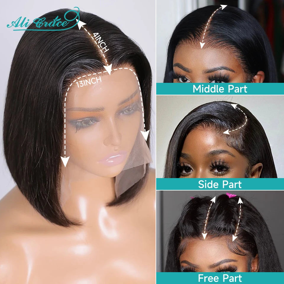 Brazilian Straight Bob Wig 100% Human Hair – 13x4/4x4 Lace Front – Pre-Plucked &amp; Natural – Ali Grace Collection