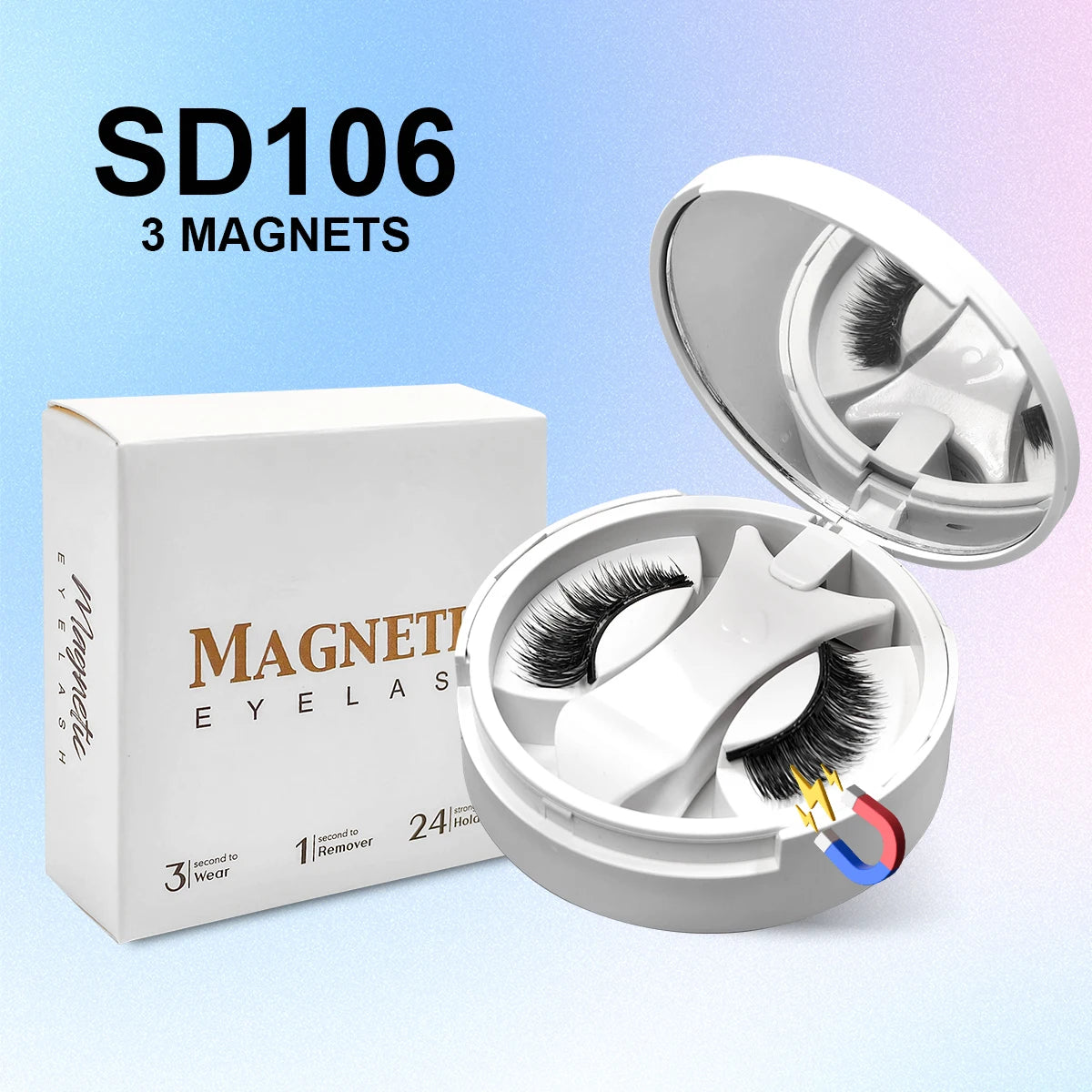 Magnetic False Eyelash Kit – Glue-Free, Reusable with Built-in Mirror | Yeirnuo Luxury Box