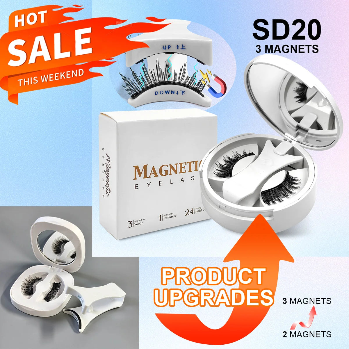 Magnetic False Eyelash Kit – Glue-Free, Reusable with Built-in Mirror | Yeirnuo Luxury Box