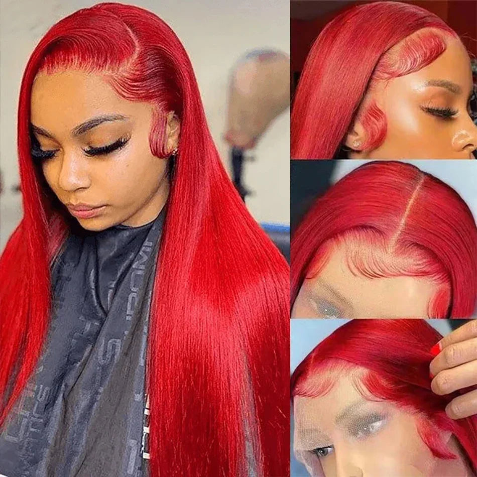 Perruque rouge ,100 % Cheveux humain