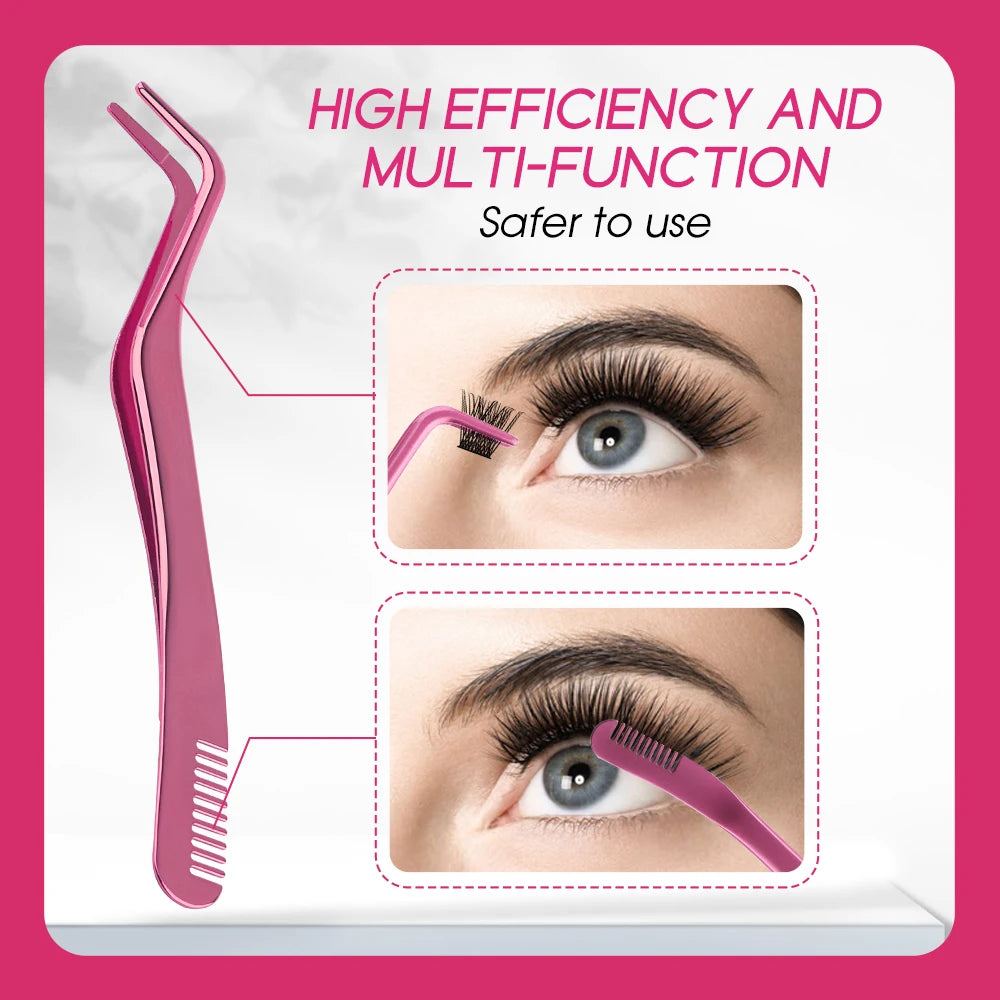 Stainless steel eyelash extension tweezers – Anti-static, professional precision, eyelash-by-eyelash application tool