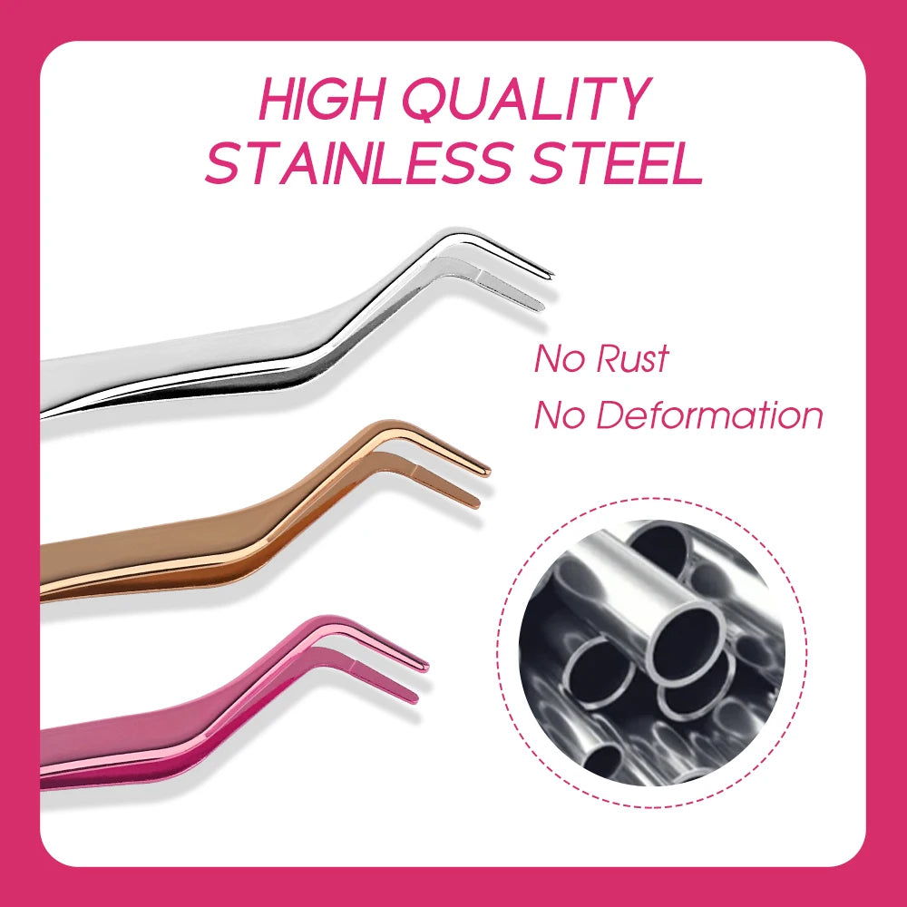 Stainless steel eyelash extension tweezers – Anti-static, professional precision, eyelash-by-eyelash application tool