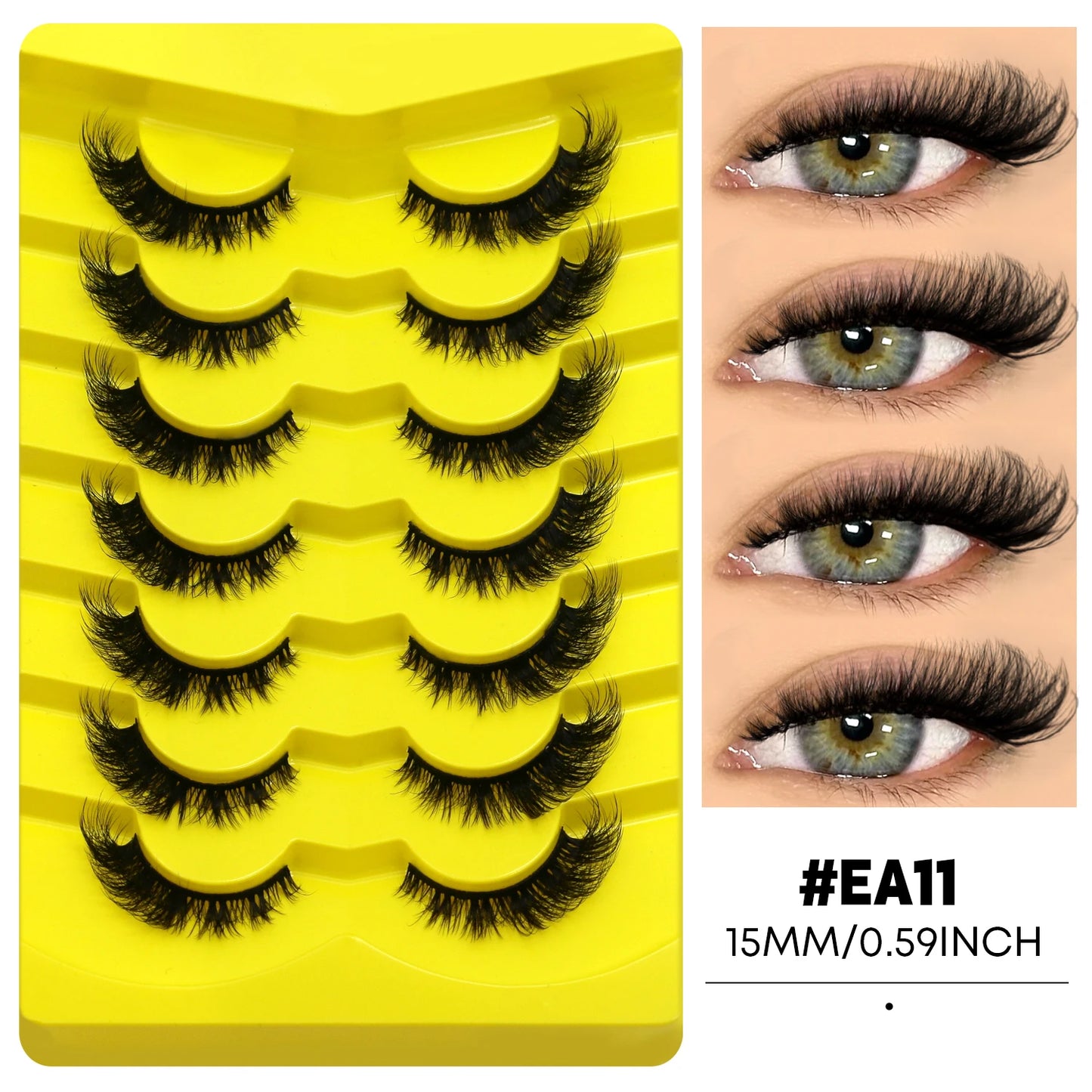 3D Cat Eye False Eyelashes – Natural Volume and Length Effect | Dramatic Fluffy Full Volume Reusable Lashes
